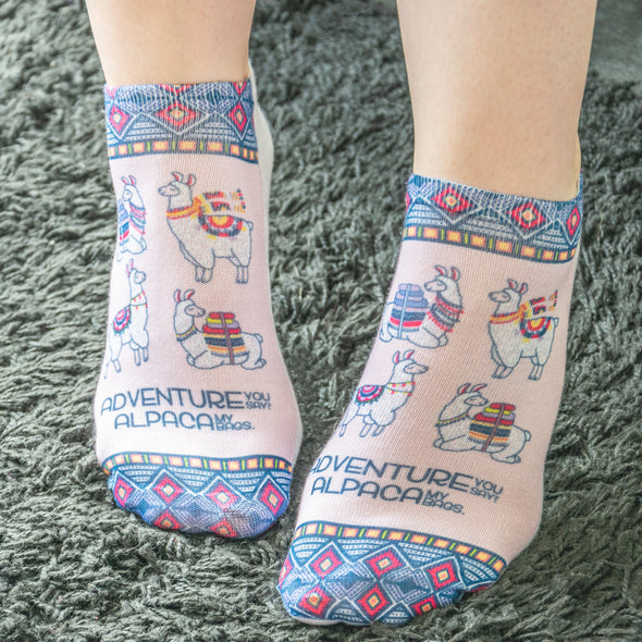 1 Paar Sneaker Socken Größe 33-40 Design Abenteuer Lama