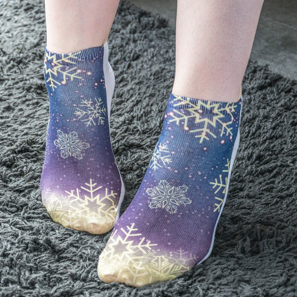 1 Paar Sneaker Socken Größe 33-40 Design Schneekristalle - Cosey