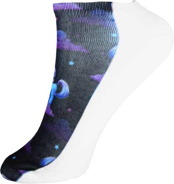 1 Paar Sneaker Socken Größe 33-40 Design Einhorn und lila Wolken