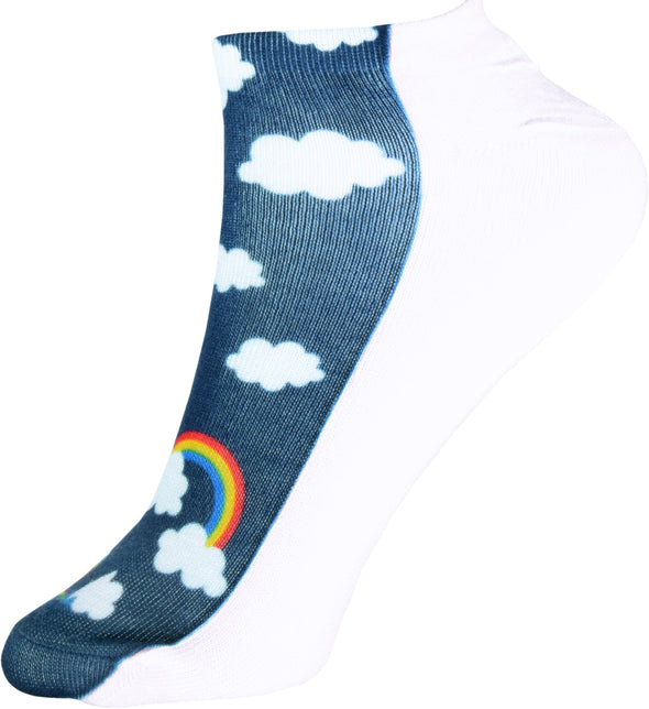 1 Paar Sneaker Socken Größe 33-40 Design Einhorn Regenbogenwolke