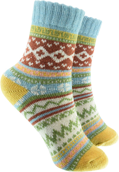 Bunte Damen Socken in Norweger Design hellblau 33 - 40 - Cosey