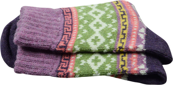Bunte Damen Socken in Norweger Design lila 33 - 40 - Cosey