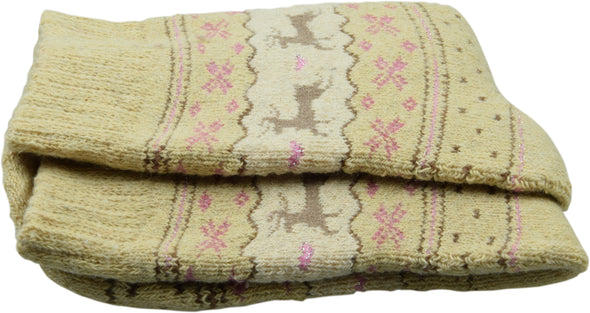 Warme Damen Socken in Rentier Design Beige 33 - 40