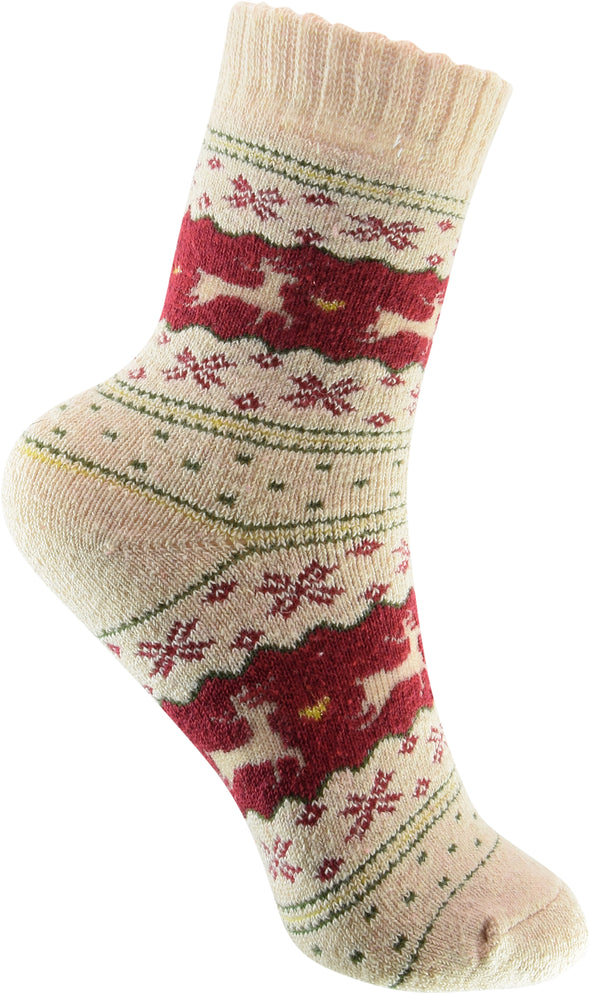 Warme Damen Socken in Rentier Design Rot 33 - 40