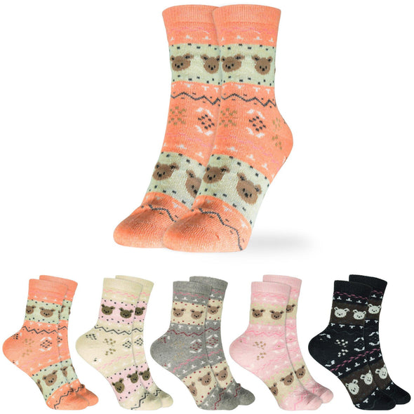 5er-Set Warme Damen Socken in Größe 33- 40 Design Kleiner Bär - Cosey
