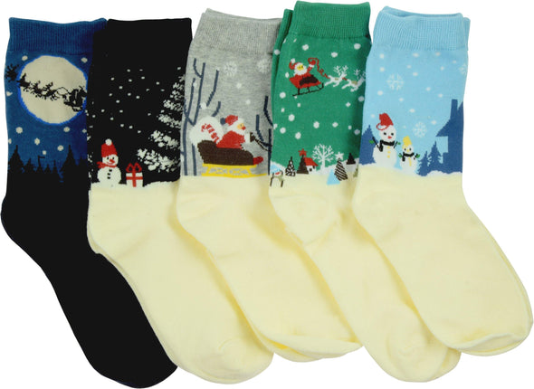 5er-Set Warme Damen Socken in Größe 33- 40 Design Winter Wonderland - Cosey