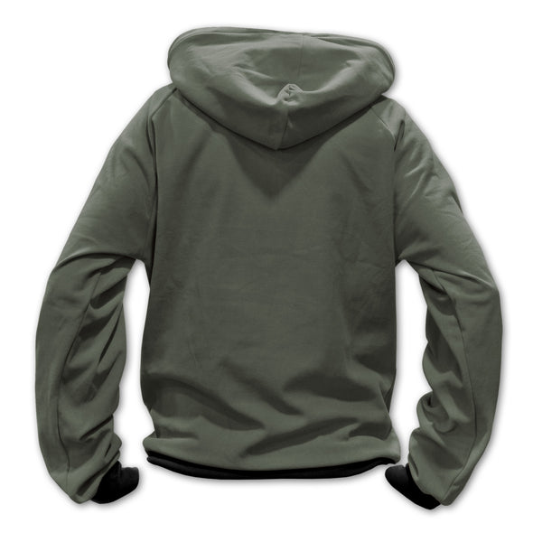 Unisex Hoodie Kapuzen-Pullover Sweater in Oliv-Schwarz REG FIT
