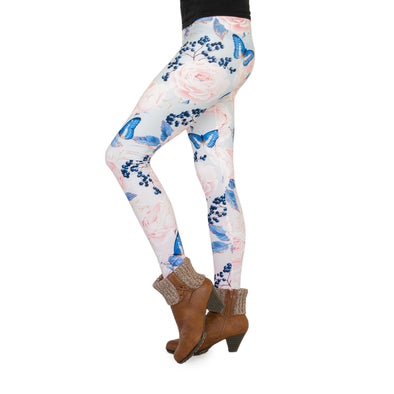 Flower-Leggings im Design Rosen & Schmetterlinge