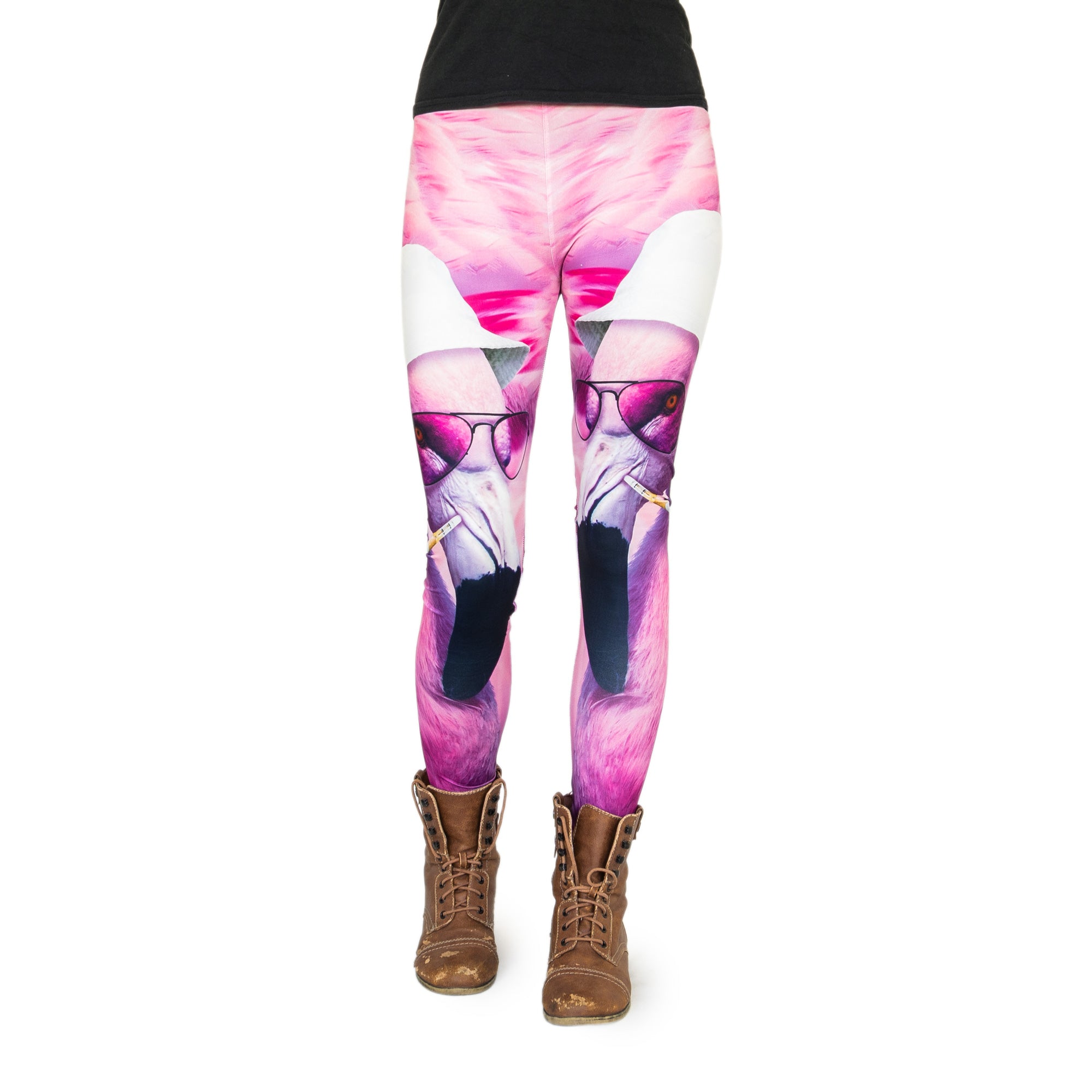 Cosey Line Leggings Flamingo Las Vegas - Taglia Unica Donna Con Stampa Fenicottero, Morbidi E Lavabili - 2