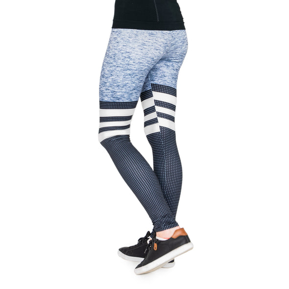 Workout Leggings - Einheitsgröße - Design Stripes & Dots Schwarz-Grau
