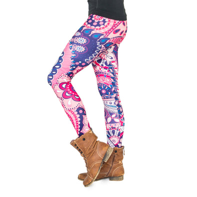 Flower-Leggings im Design Russische Blumen