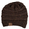 Strick Wintermütze mit Zopfloch für Damen in braun-bunt - Cosey