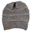 Strick Wintermütze mit Zopfloch für Damen in grau-bunt - Cosey