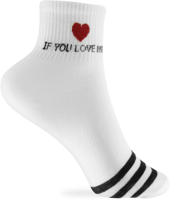 5er Set Baumwoll-Socken Einheitsgröße 33-40 – "If You Love Me" Design