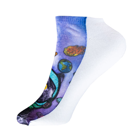 1 Paar Sneaker Socken Größe 33-40 Design Astronauten Katze