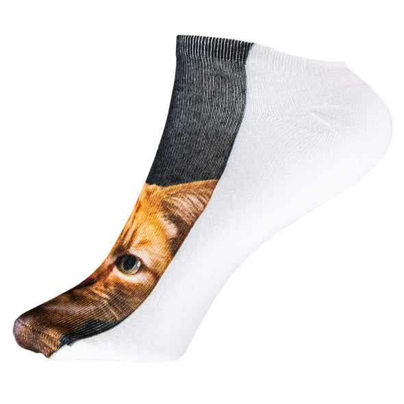 1 Paar Sneaker Socken Größe 33-40 Design Katze Schwarz