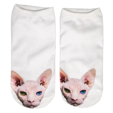 1 Paar Sneaker Socken Größe 33-40 Design Sphynx Katze
