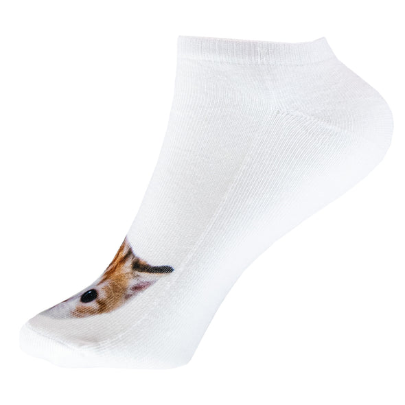 1 Paar Sneaker Socken Größe 33-40 Design Kleine Katze braun/weiß