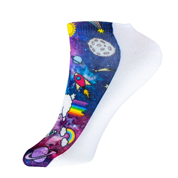 1 Paar Sneaker Socken Größe 33-40 Design Lama Astronaut
