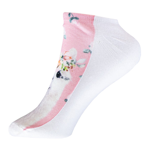 1 Paar Sneaker Socken Größe 33-40 Design Lama Blumen