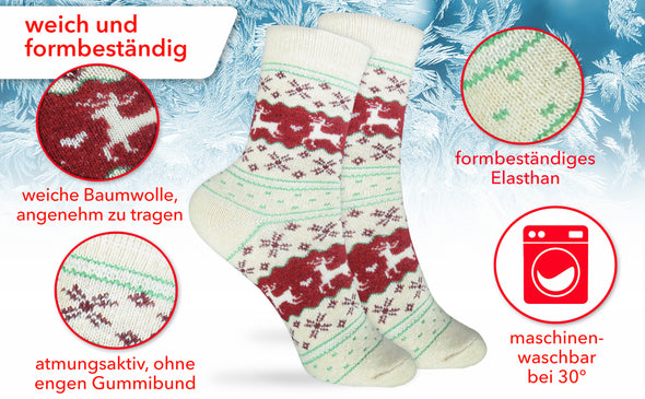 Warme Damen Socken in Rentier Design Beige 33 - 40