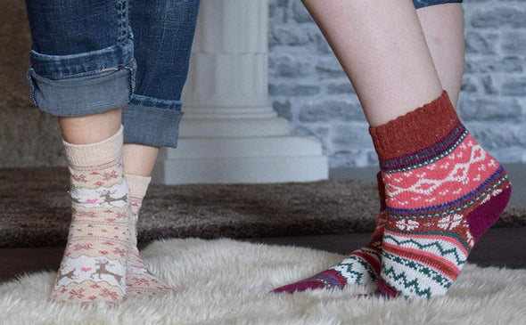 5er-Set Warme Damen Socken in Größe 33- 40 Design Norweger - Cosey